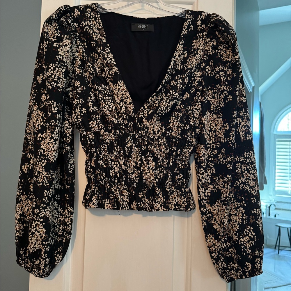 The Reset Black and Cream Floral Blouse